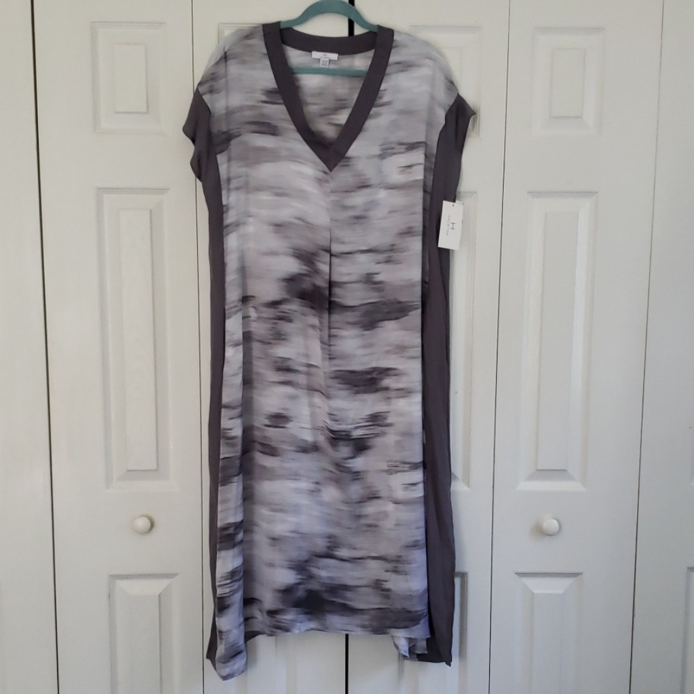Halston v neck maxi grey dress s/m